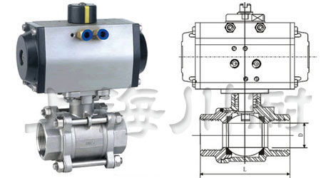 三片式高平臺氣動球閥結構圖